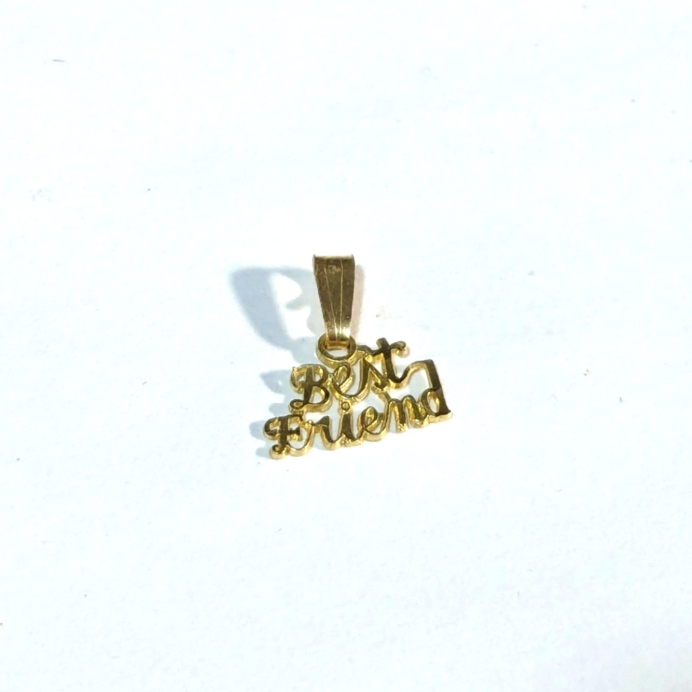 Solid 10k gold  "Best Friend" Script Pendant Necklace